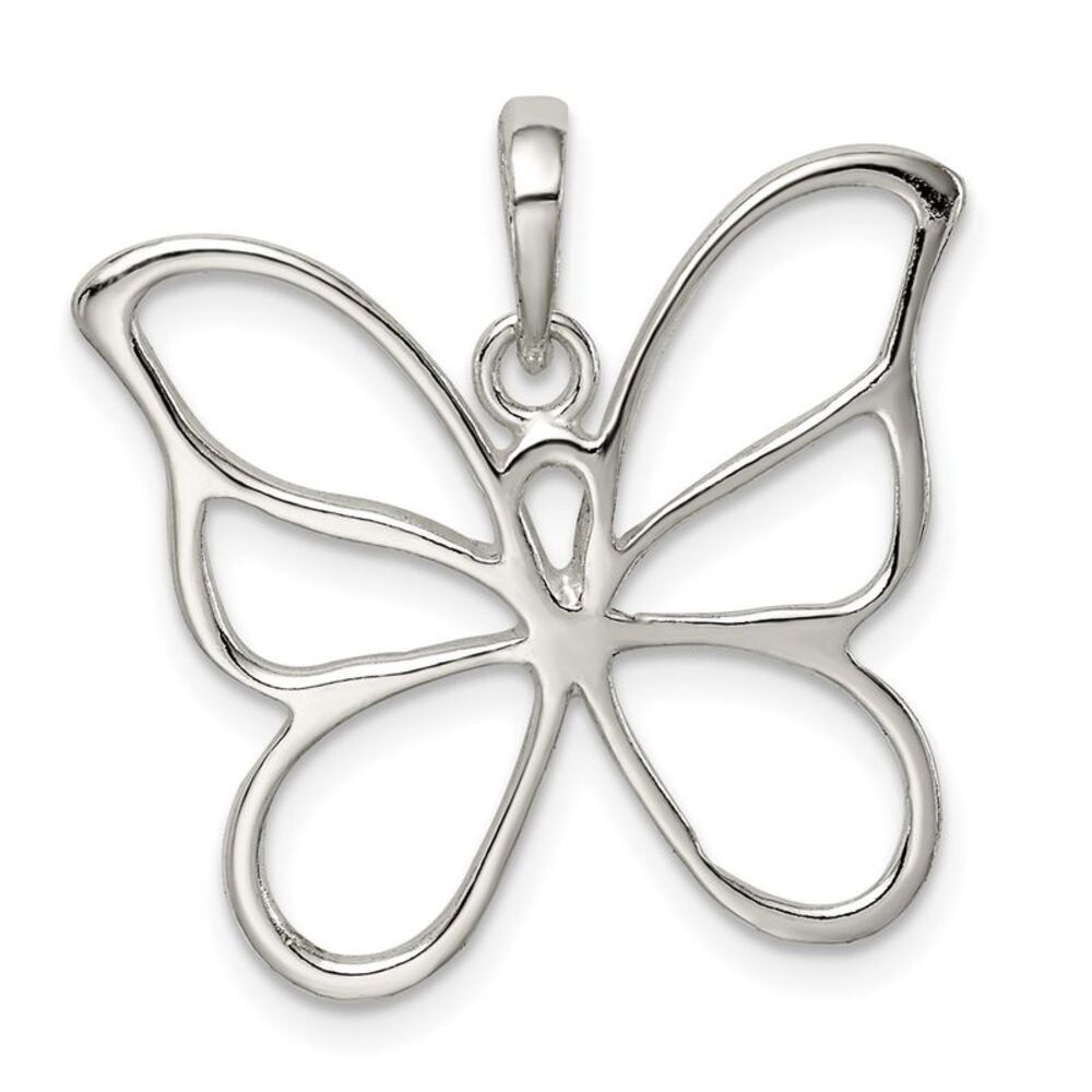 Sterling Silver Large 25mm Butterfly Silhouette Pendant
